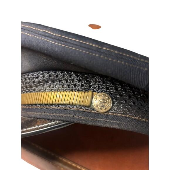 Vintage Captain Security Hat Sz 7 1/4 Black & Gold Made in the USA Badge Plaque - Picture 9 of 10